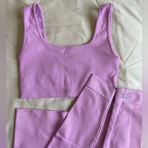 Set Active Bra + Leggings set Sculptflex Ribbed in “Charm” pink size S